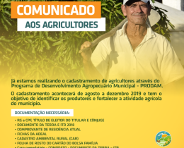 Imagem 1 do post COMUNICADO AOS AGRICULTORES